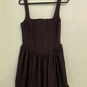 Zara Black Sleeveless Square Neck Mini Sundress